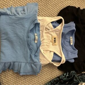 BUNDLE: Zara /madewell Ruffle Tops in Blue, White, and Black